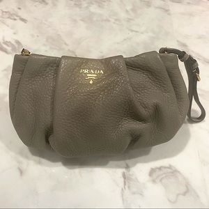 PRADA LEATHER CLUTCH & WRISTLET